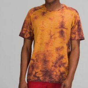 Lululemon Orange Tie-Dye Short Sleeve Metal Vent Tech Crew Neck Men’s Shirt M